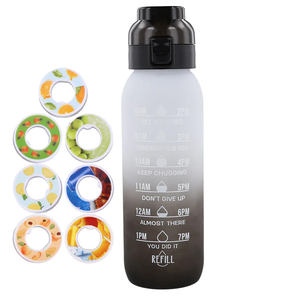 1000ml Fruit Flavor Water Bottle with 7 Aroma Rods – Large Capacity Scented Hydration for Outdoor & Travel