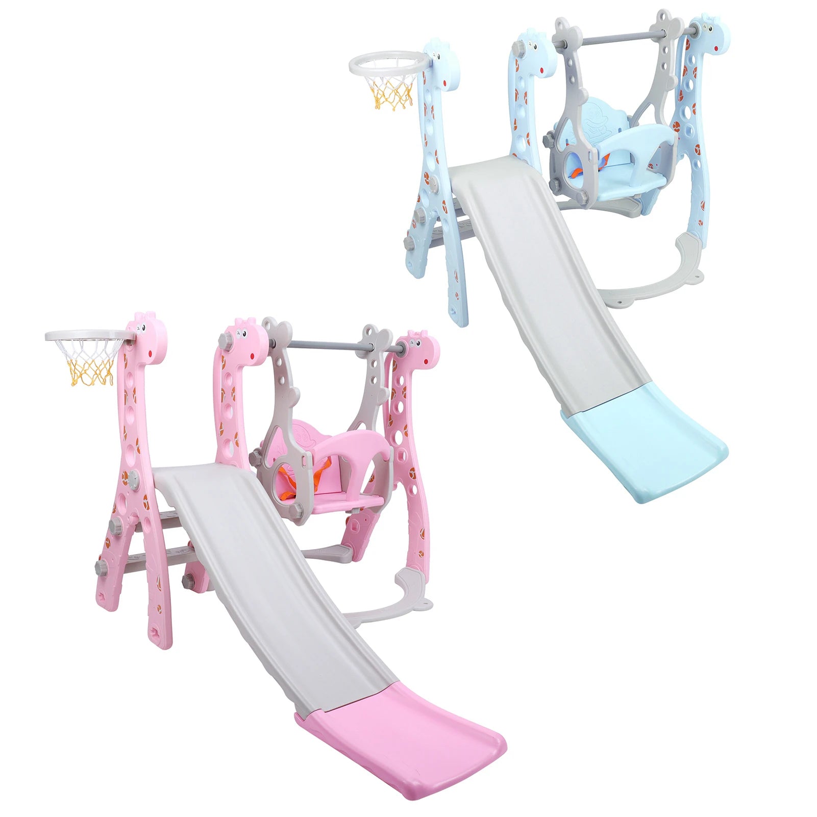 Climber & Swing Set with Slide, Indoor/Outdoor Play Slide-Swing Combo for Kids