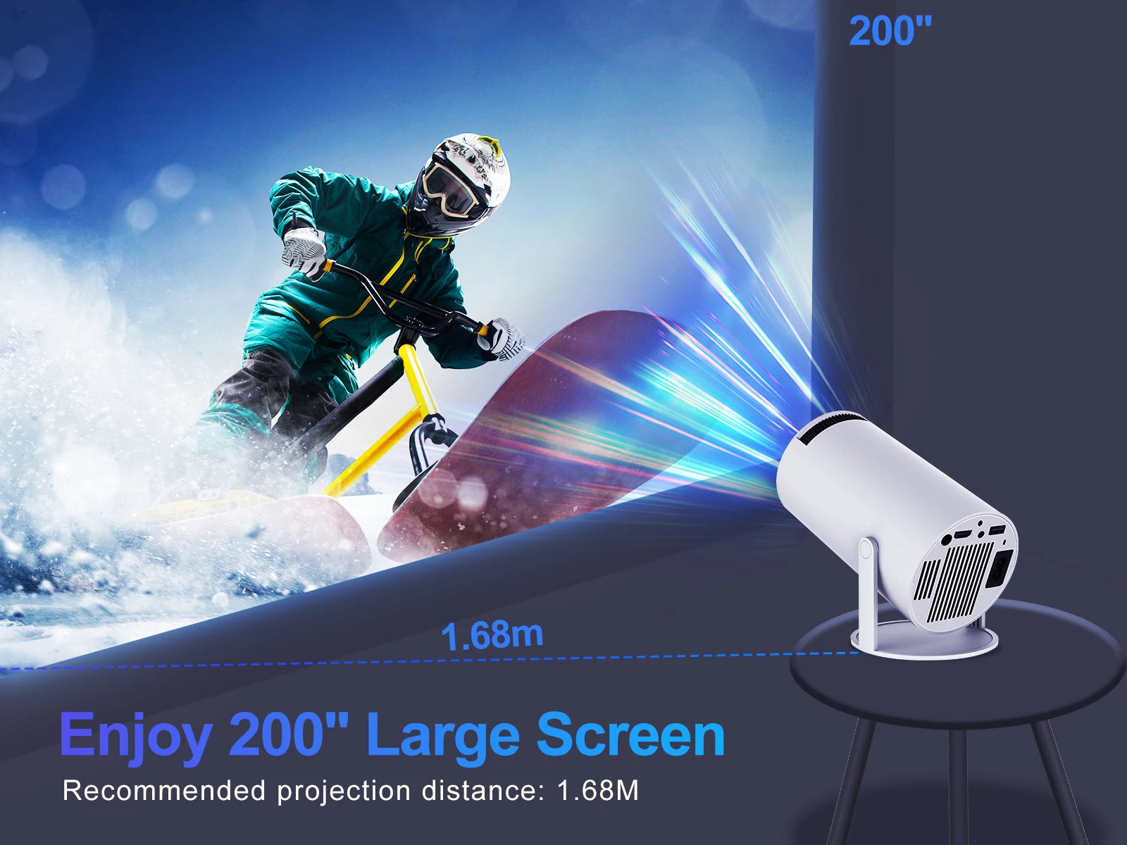 MAGCUBIC HY300 Pro Mini Projector – Native 720p HD (4K Support), 200 ANSI Lumens, Android 11, Dual-Band Wi-Fi 6 & Bluetooth 5.0