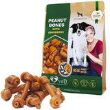Dog Peanut Butter Bones with Cranberry – Rawhide-Free Organic Chew Treats, Healthy Collagen Snacks for All Breeds