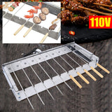 “110V Portable Electric BBQ Grill – Stainless Steel Rolling Barbecue with Automatic Shelf for Outdoor Picnic & Camping”