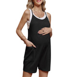 Women’s Maternity Jumpsuit – Sleeveless Solid Color Pregnancy Bodysuit with Pockets, Plus Size Casual Winter Outfit