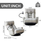 360° Swivel Gaming Floor Chair – 5-Position Adjustable Folding Sofa Chair with Armrests, Cushion & Phone Holder for Indoor Use