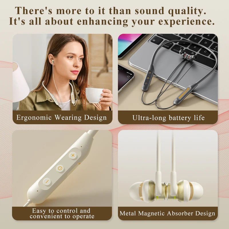 Gionee 5.3 Wireless Bluetooth Neckband Headset – Sport Neck-Hanging Earbuds with HiFi Sound, Mic & Waterproof Design