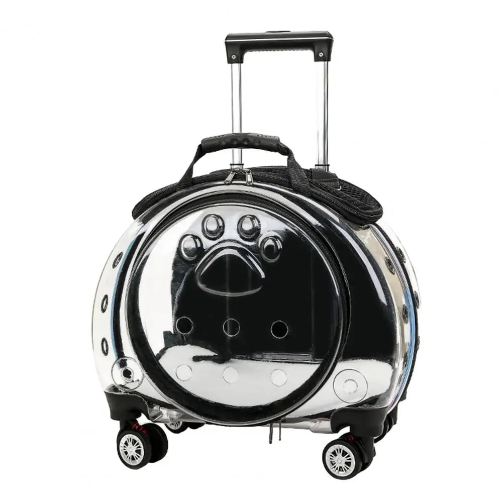 Pet Trolley Case with Clear Ventilation Holes – Silent Wheels, Portable Travel Backpack Carrier for Cats & Dogs