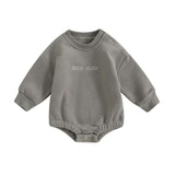 Toddler Boys Sweatshirt Bodysuit – Long-Sleeve Round-Neck with Letter Embroidery (0-18 M)