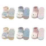 6-Pairs Kids’ Cotton Socks – Non-Slip Baby Floor Socks with Cute Cartoon Animal Patterns for Boys & Girls, Breathable & Comfy