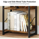 Tier Industrial Wood Bookcase with Metal Edge Protection - PulinGO
