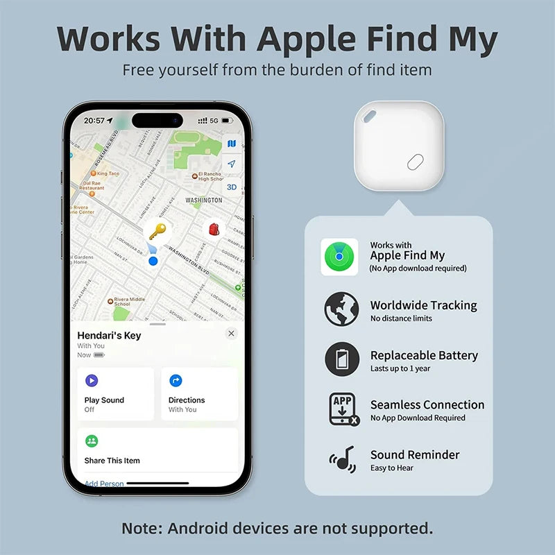 4-Pack GPS Bluetooth Tracker Tags – Smart Locator Devices Compatible with Apple Find My App for Keys, Wallet, Pets & Cars