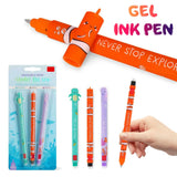 Sea Friends 3-Piece Erasable Gel Pen Set – 0.7 mm Sea Horse, Clown Fish & Sea Turtle Kids Stationery