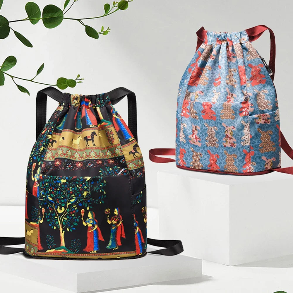 Foldable Drawstring Sports Backpack – Unisex Casual Knapsack with Dry & Wet Separation