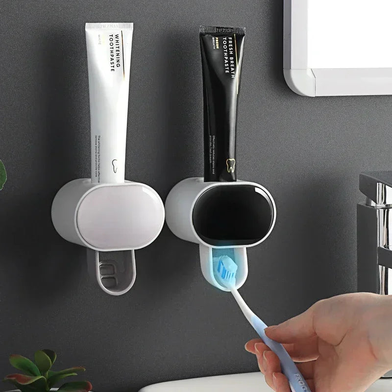 Automatic Toothpaste Dispenser & Toothbrush Holder – Wall-Mounted Bathroom Organizer