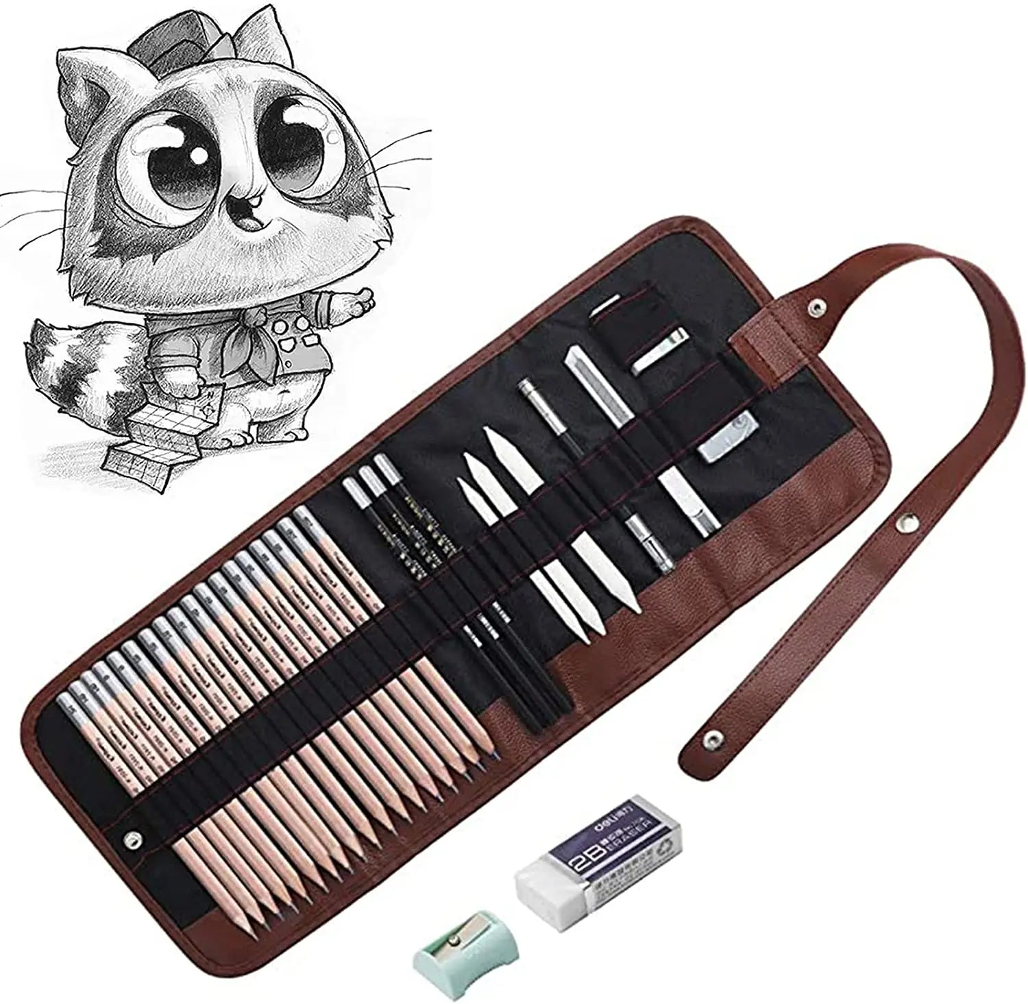 Drawing Pencil Art Set – 26-38 Piece Graphite & Charcoal Sketching Kit with Blending Stumps