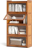 🎋 4-Tier Bamboo Bookcase with Clear Flip-Up Doors – 55" Freestanding Bookshelf & Cube Storage Organizer with Shelves