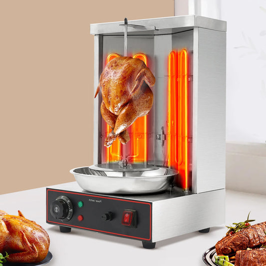 “3000W Electric Shawarma Grill Machine – Stainless Steel Rotating Vertical Kebab Maker with Dual Heating Tubes”