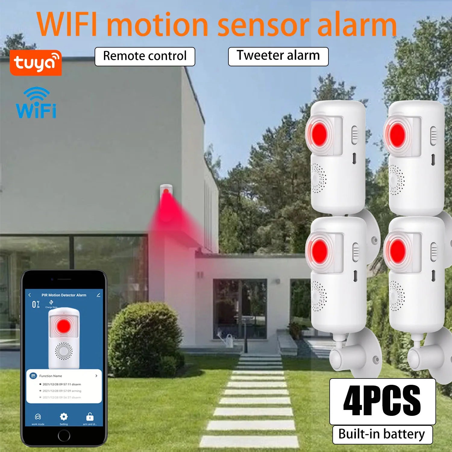 📡 WiFi Tuya Smart PIR Motion Detector – Battery-Powered Infrared Wireless Alarm System with App Alerts