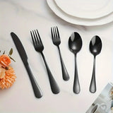 60-Piece Stainless Steel Flatware Set – Black Mirror-Polished Cutlery for Service of 12
