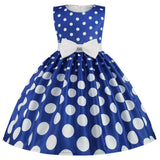 Girls Sleeveless Dot Party Dress – Bowknot Birthday & Wedding Gown (Kids)