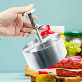 Stainless Steel Burger Patty Maker with Detachable Handle – Non-Stick Mold for Kitchen & Grilling