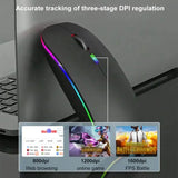 Rechargeable Wireless RGB Mouse – Ergonomic Silent Click USB Mouse with Backlit Design for Laptop & Computer