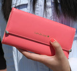 Women’s Long PU Leather Trifold Wallet – Elegant Card Holder Clutch Purse & Mobile Handbag