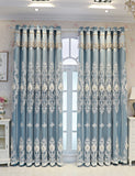 Vintage-Style Embroidered Dual-Layer Curtains – 3D Relief Pattern Window Drapes (Single Panel)