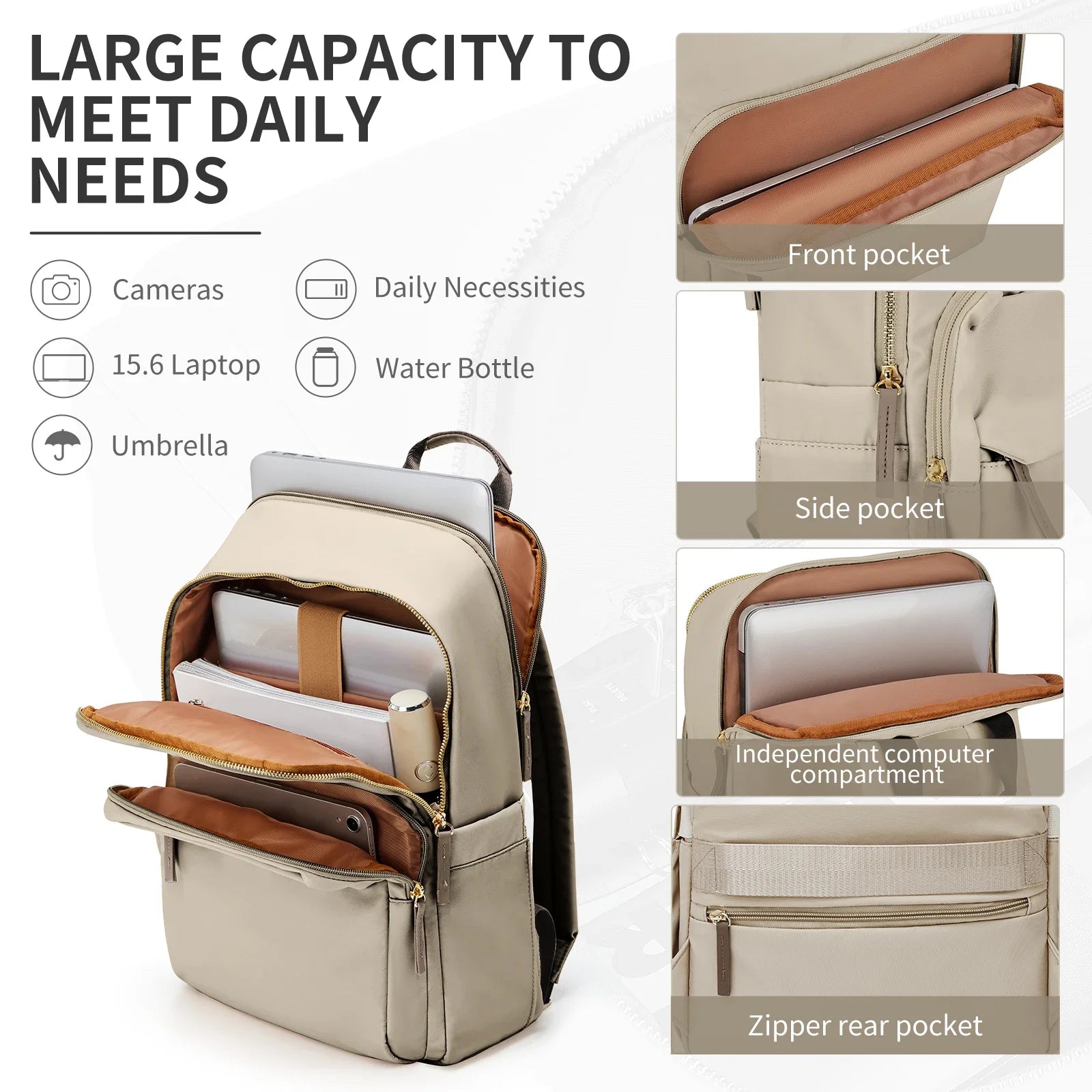 Simple Large Capacity Laptop Backpack for Women – Travel, Business & Teacher School Shoulder Bag