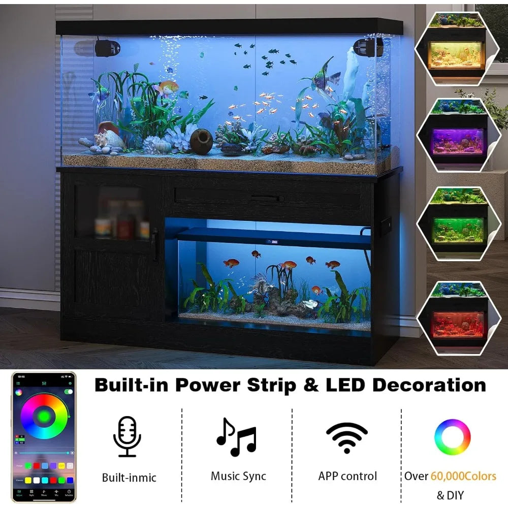 55 Gallon Fish Tank Stand – Durable Aquarium Stand with Drawer & Power Outlet, Fits 55–75 Gallon Fish or Reptile Tanks