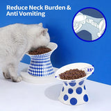 Elevated Ceramic Cat Bowls – Extra-Wide Raised Food & Water Feeder with Tilted Anti-Vomiting Design