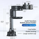 Multi-functional car phone & cup holder – adjustable automotive beverage holder with non-slip silicone bottom for interior accessories