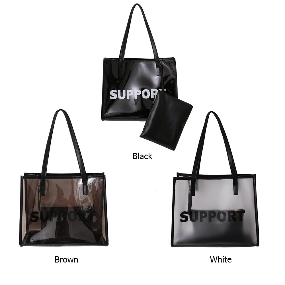 Transparent Mini Tote Pouch for Women – Large Composite Clear Under-Arm Bag