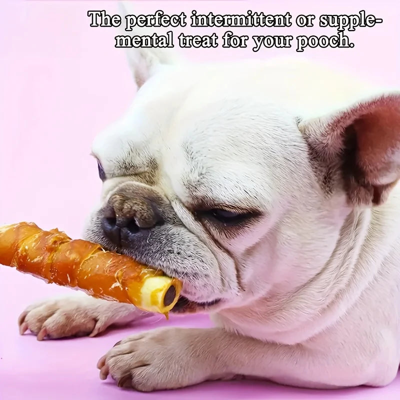 Chicken Wrapped Cowhide Sticks – Natural Dog Snacks Made with Real Chicken & Beef Skin (150g / 5.29oz)