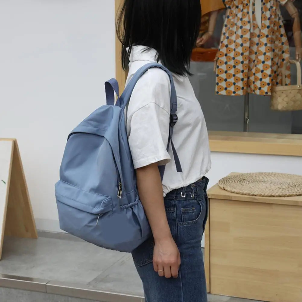 Women’s Preppy Style Nylon Backpack – Large Solid Color School & Everyday Bag