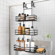 Over-the-Door 3-Tier Hanging Shower Caddy with Soap Holder & 4 Hooks – Rust-Proof Shelf for Bathroom Door