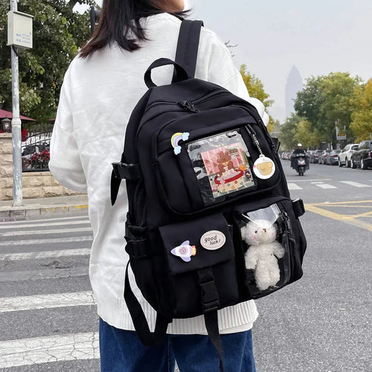Cute Kawaii Large-Capacity Nylon Student Rucksack – Japanese Style Backpack for Teen Girls