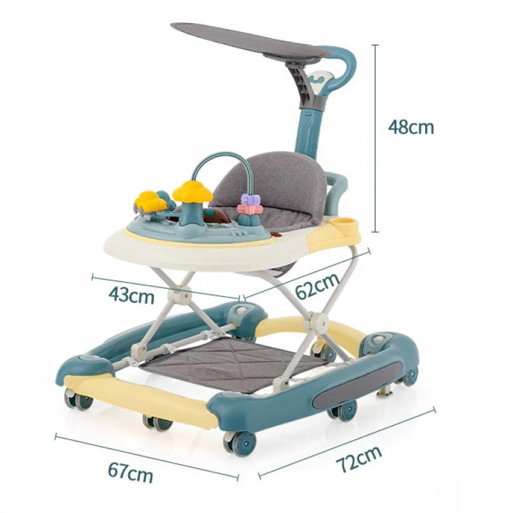 “Foldable Baby Walker with Universal Wheels – Multifunction Learning Handcart, Anti-Rollover & Anti-O-Leg Design for Boys & Girls”