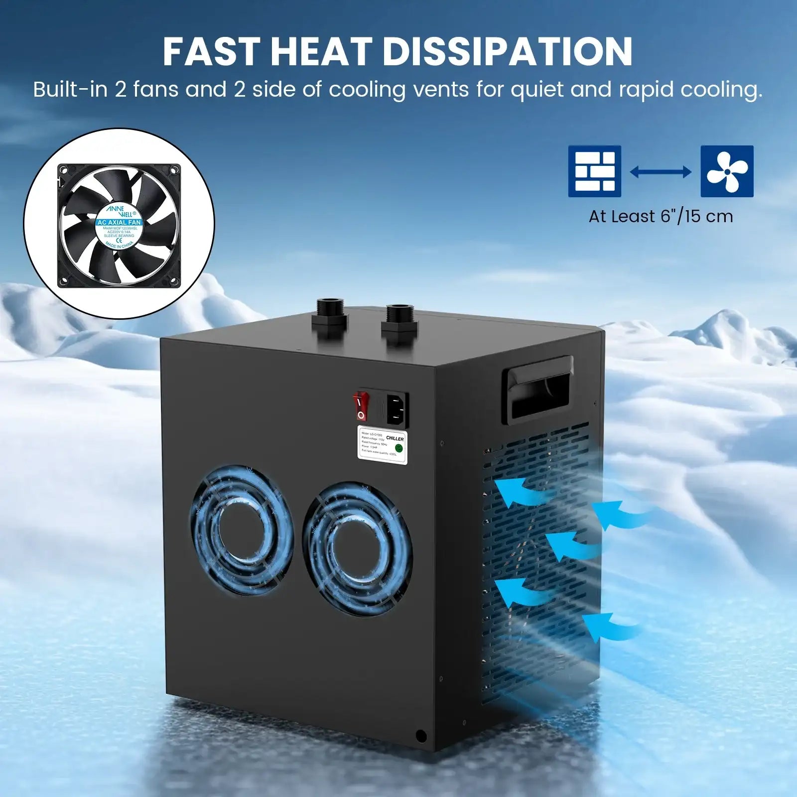 79 Gallon Aquarium Chiller – 1/3 HP Water Cooling System with Pump & Pipe, 110V Hydroponics Chiller for Fish, Coral, Shrimp & Axolotl Tanks
