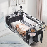 “5-in-1 Baby Bassinet Bedside Sleeper – Portable Baby Crib & Pack and Play with Changing Table, Storage & Carry Bag”