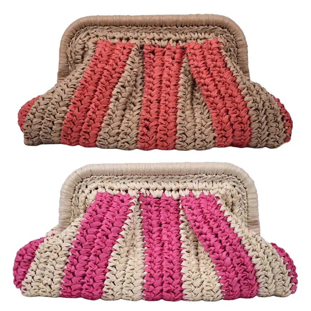 Handmade Straw Cloud Clutch – Woven Dumpling-Style Designer Pouch for Women, Outdoor Travel & Summer Fashion