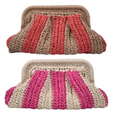 Handmade Straw Cloud Clutch – Woven Dumpling-Style Designer Pouch for Women, Outdoor Travel & Summer Fashion