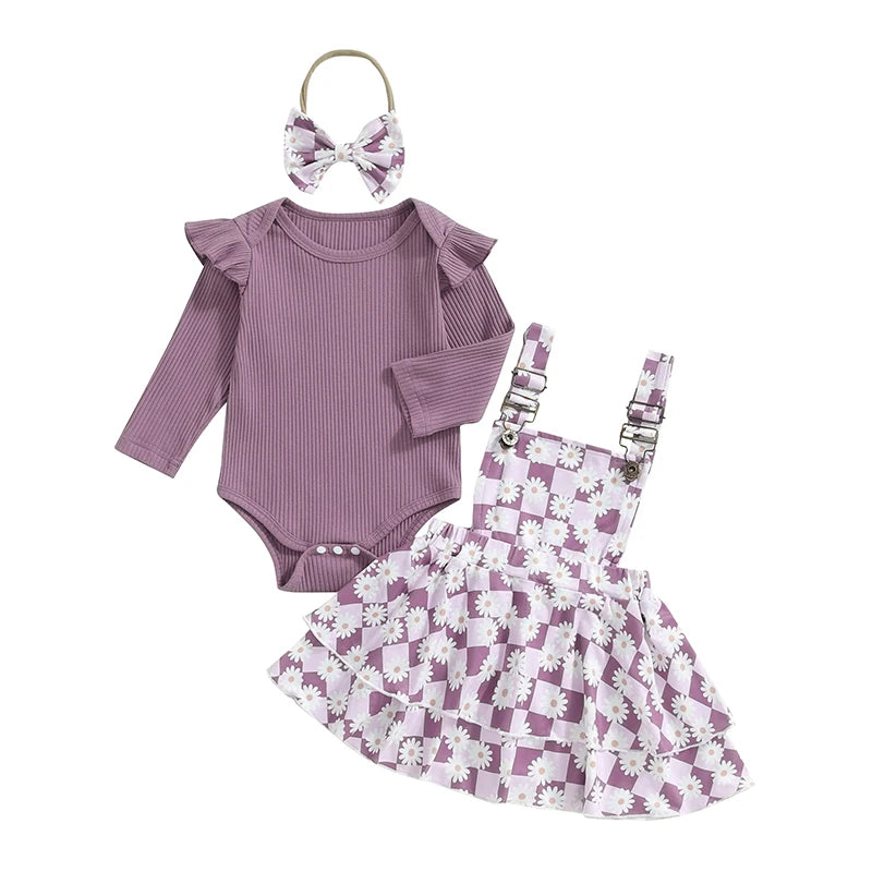 Adorable Baby Girls Winter Outfit Set – Knit Sweater, Plaid Skirt & Matching Headband 3-Piece Clothing Ensemble