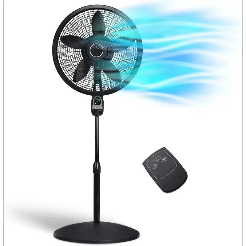 18″ Oscillating Cyclone Pedestal Fan – 3 Speeds, Adjustable Height, Timer & Remote Control