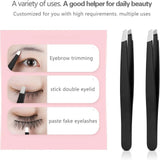 High-Precision 4-Piece Stainless Steel Tweezer Set – Black Finish, Facial Hair Tools for Men & Women