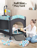 5-in-1 Bedside Bassinet & Convertible Baby Crib with Detachable Changing Table, Mattress, Storage Basket & Music – Adjustable Height