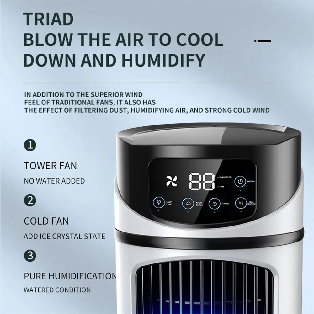 3-in-1 Quiet Cooling Desk Fan – Portable Mini Air Cooler with Water Conditioning & 6 Speed Modes for Home & Office