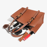 Retro PU Leather Tote Bag for Women – Solid Color Top Handle, Shoulder & Crossbody Satchel Work Handbag