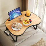 Foldable Bedside Laptop & Breakfast Tray Table – Bed Desk with Cup-Holder & Side Drawer for Laptop/Desktop Use