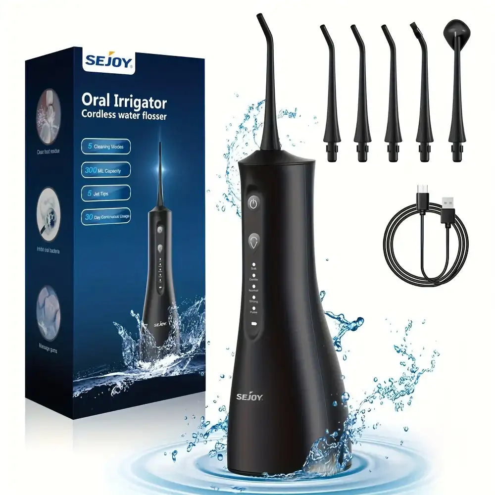 “USB Rechargeable Portable Oral Irrigator – 5-Mode Water Flosser with IPX7”