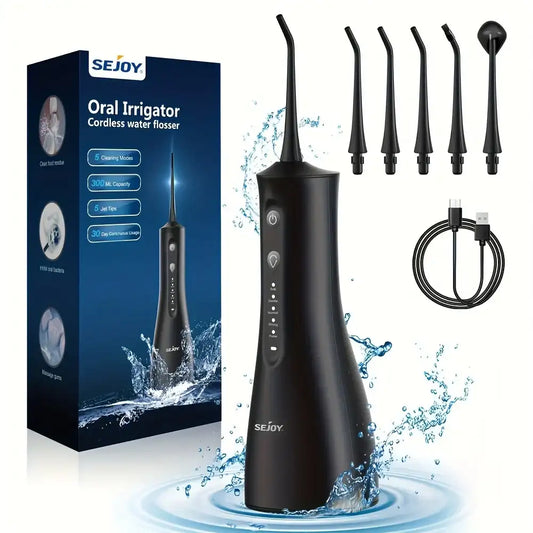 “USB Rechargeable Portable Oral Irrigator – 5-Mode Water Flosser with IPX7”