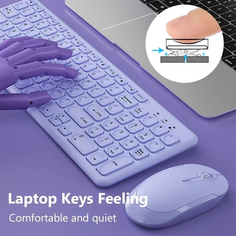 2.4G Wireless Gaming Keyboard and Mouse Combo – Portable Mini Keyboard with Silent Keys & Optical Mouse Kit for Laptop & PC